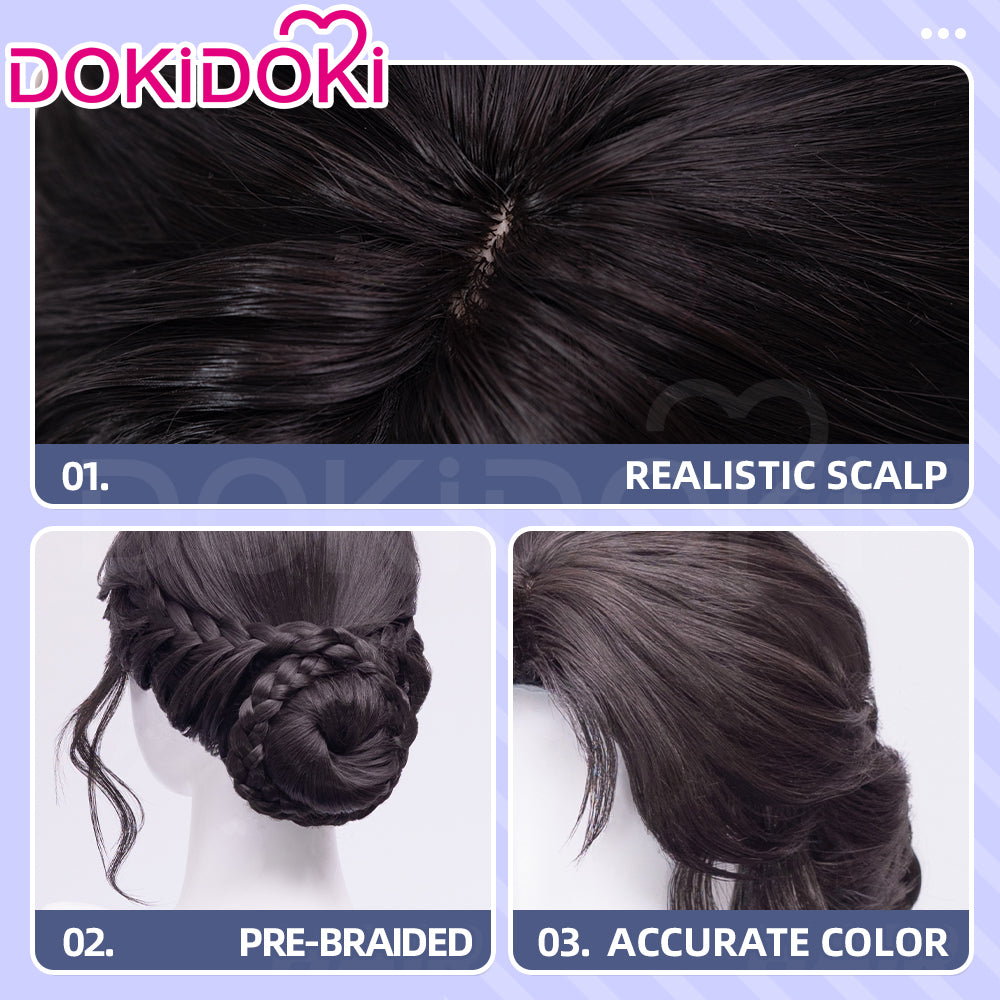 【Partially Ready For Ship】DokiDoki Game Love And Deepspace Cosplay Protagonist MC Wedding Wig / Veil / Headwear Xavier / Sylus / Zayne / Rafayel / Caleb  Black Hair Buns