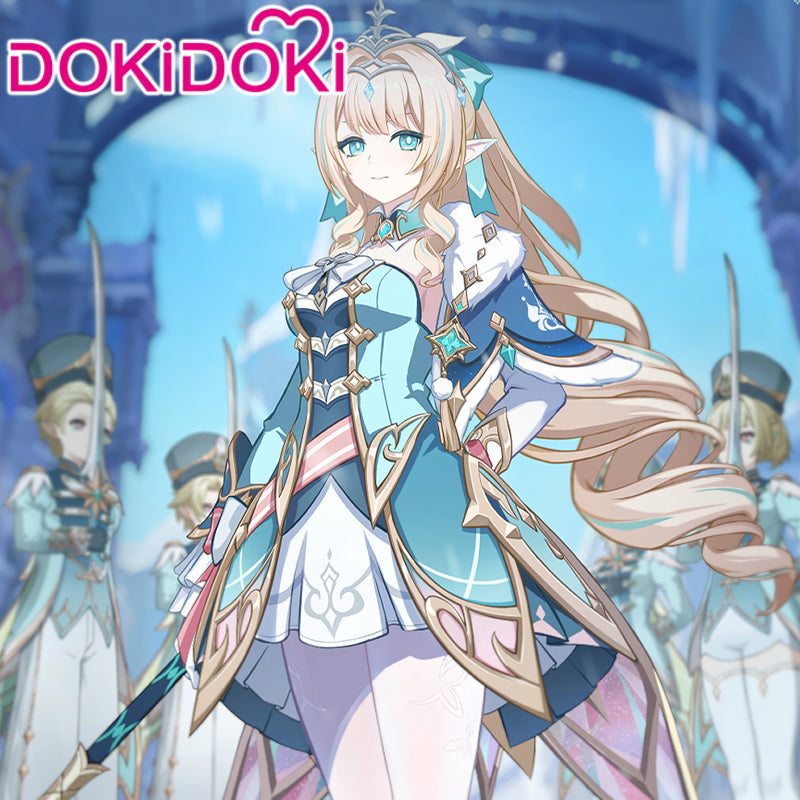 【Confirmed】$5 Deposit =10% OFF Coupon DokiDoki-SR Game Genshin Impact Cosplay Vesna Costume Snezhnaya Sudden Snow