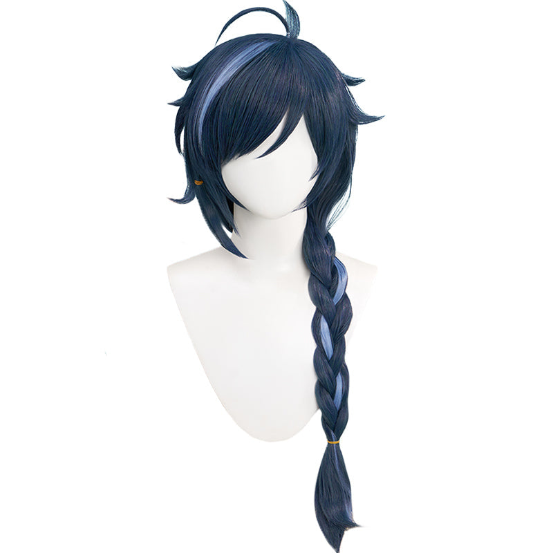 【Ready For Ship】DokiDoki Game Genshin Impact Cosplay  Kaeya Wig Long Straight Blue Highlight Hair