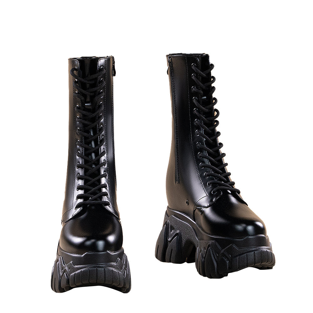 【Partially In Stock】【18 CM】DokiDoki Height Increasing Shoes / Elevator Shoes Martin Boots Black White Invisible Thick-Soled 18CM