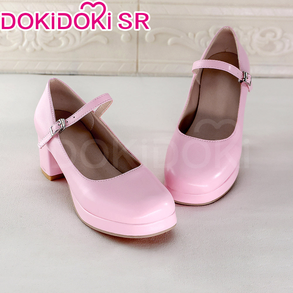 DokiDoki-SR Anime Game Pink / Blue Preppy-Style Leather Shoes High heel