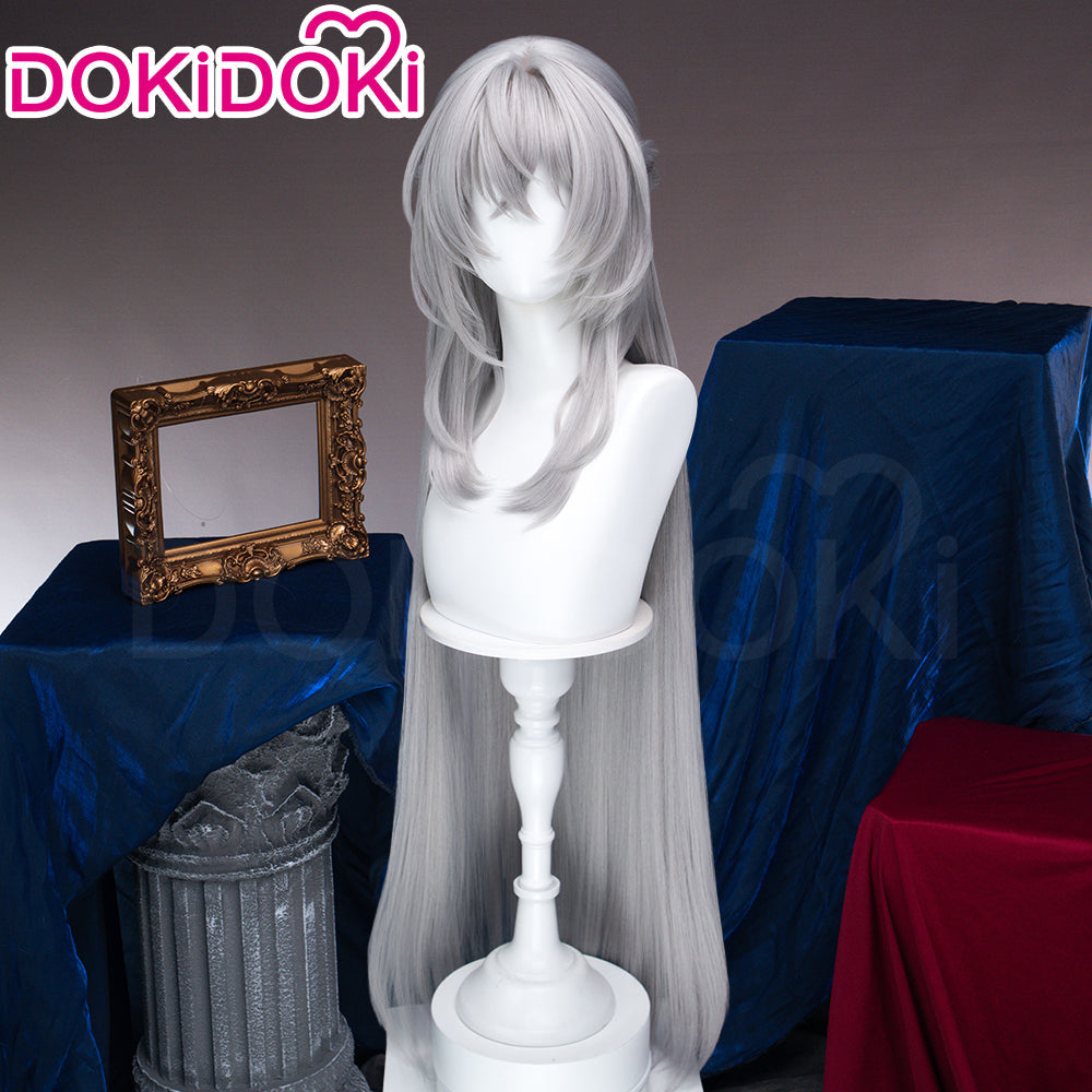 【Long Ver Ready For Ship】DokiDoki Game Zenless Zone Zero Cosplay Lady Sunbringer / Lindverne Sunbringer Wig Long Straight Silver Hair Twin Tails ZZZ