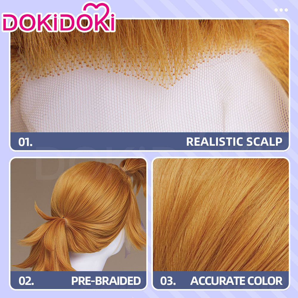 【Ready For Ship】【Front Lace】DokiDoki Anime GACHIAKUTA Cosplay Remlin Tysark Wig Long Orange Hair Upward Ponytail