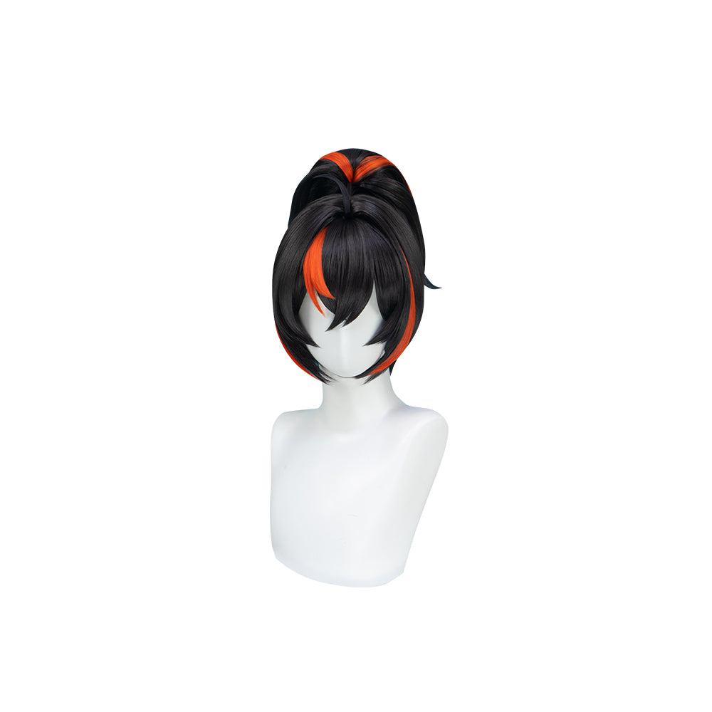 【Ready For Ship】DokiDoki Game Zenless Zone Zero Cosplay Zhu Yuan Wig Long Straight Black Orange Highlight Hair Ponytail Zhuyuan