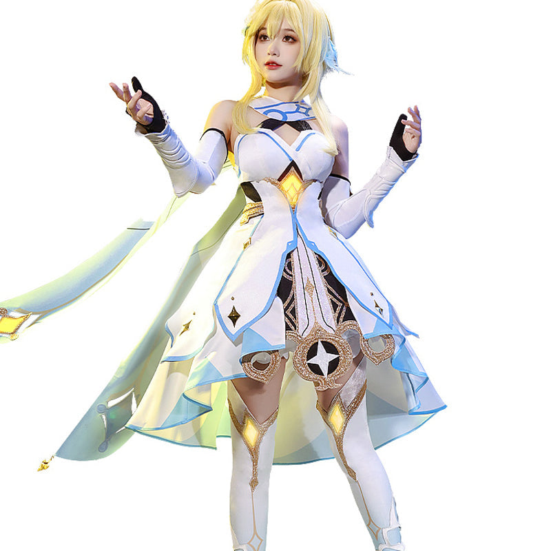 【Ready For Ship】【7 Diffrent Lights】【Short Ver. Shoes Last Batch】DokiDoki-SSR Game Genshin Impact Traveler Lumine Cosplay Costume Ying /Shoes