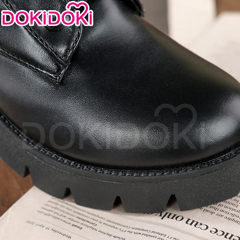 【Ready For Ship】DokiDoki Black Cropped Boots Universal Version Zipper Design Mid Calf Boots