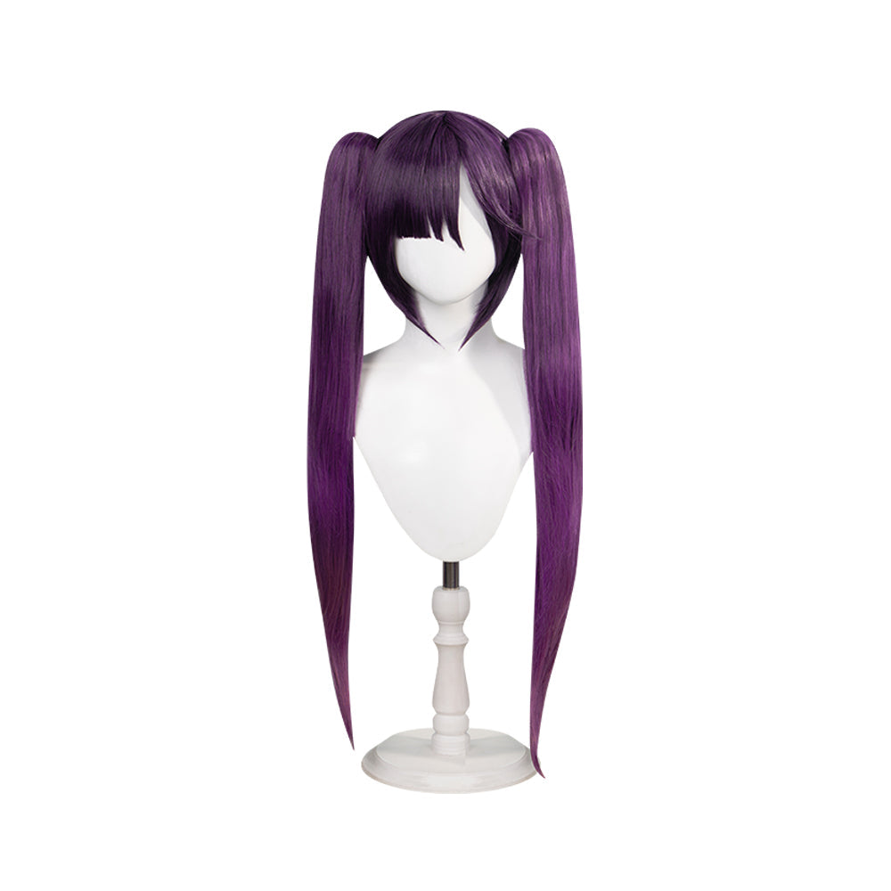 【Ready For Ship】DokiDoki Game Genshin Impact Mona Cosplay Wig / Accessories / Earring Long Purple Hair
