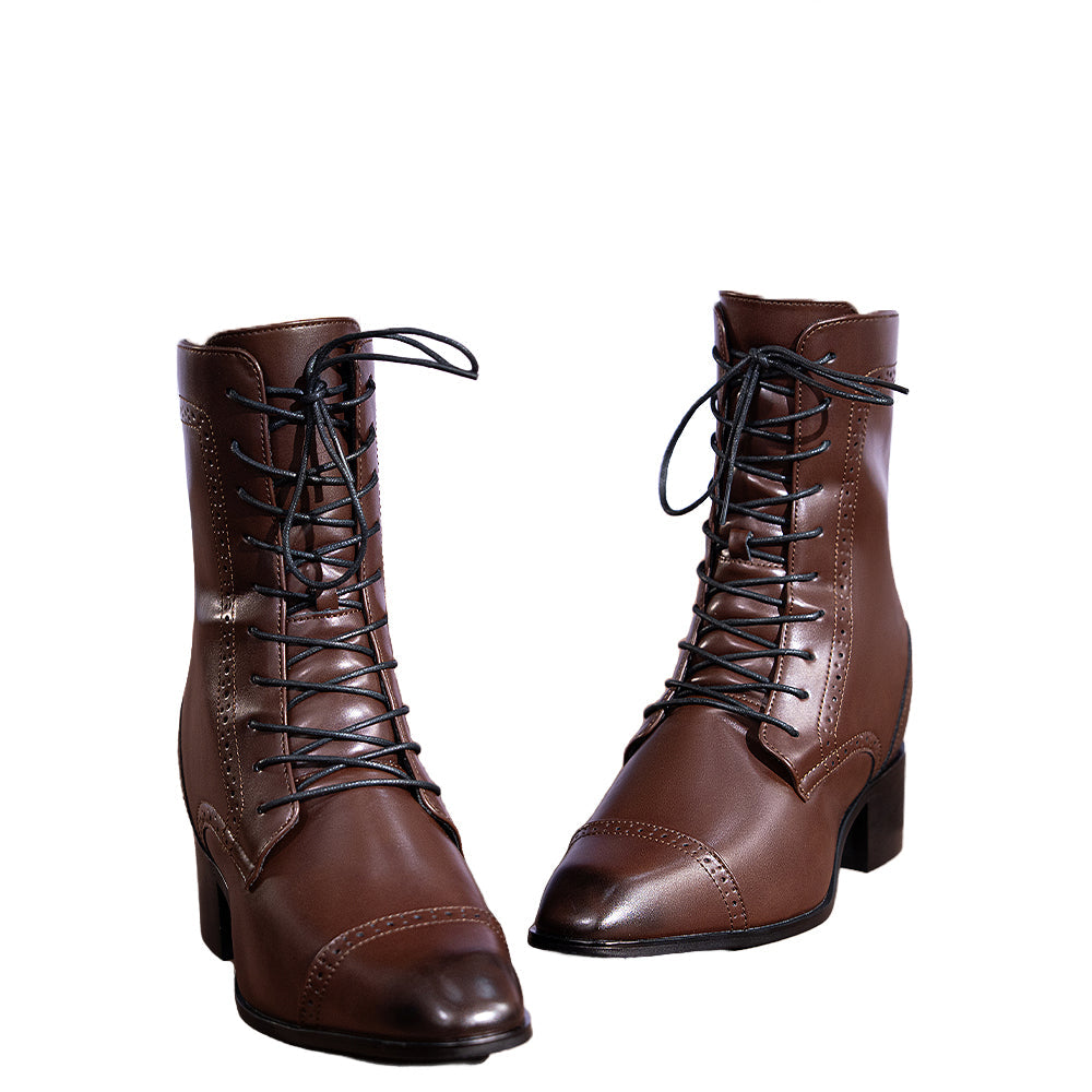 【In Stock】【15 CM】DokiDoki Height Increasing Leather Brown Shoes / Elevator Shoes Invisible High Heel 15CM