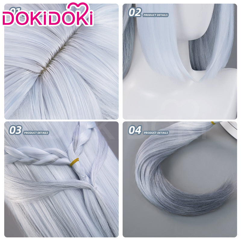 DokiDoki Game Genshin Impact Cosplay Shenhe Wig Frostflower Dew Lantern Rite 2024 Skin Long Silver Hair