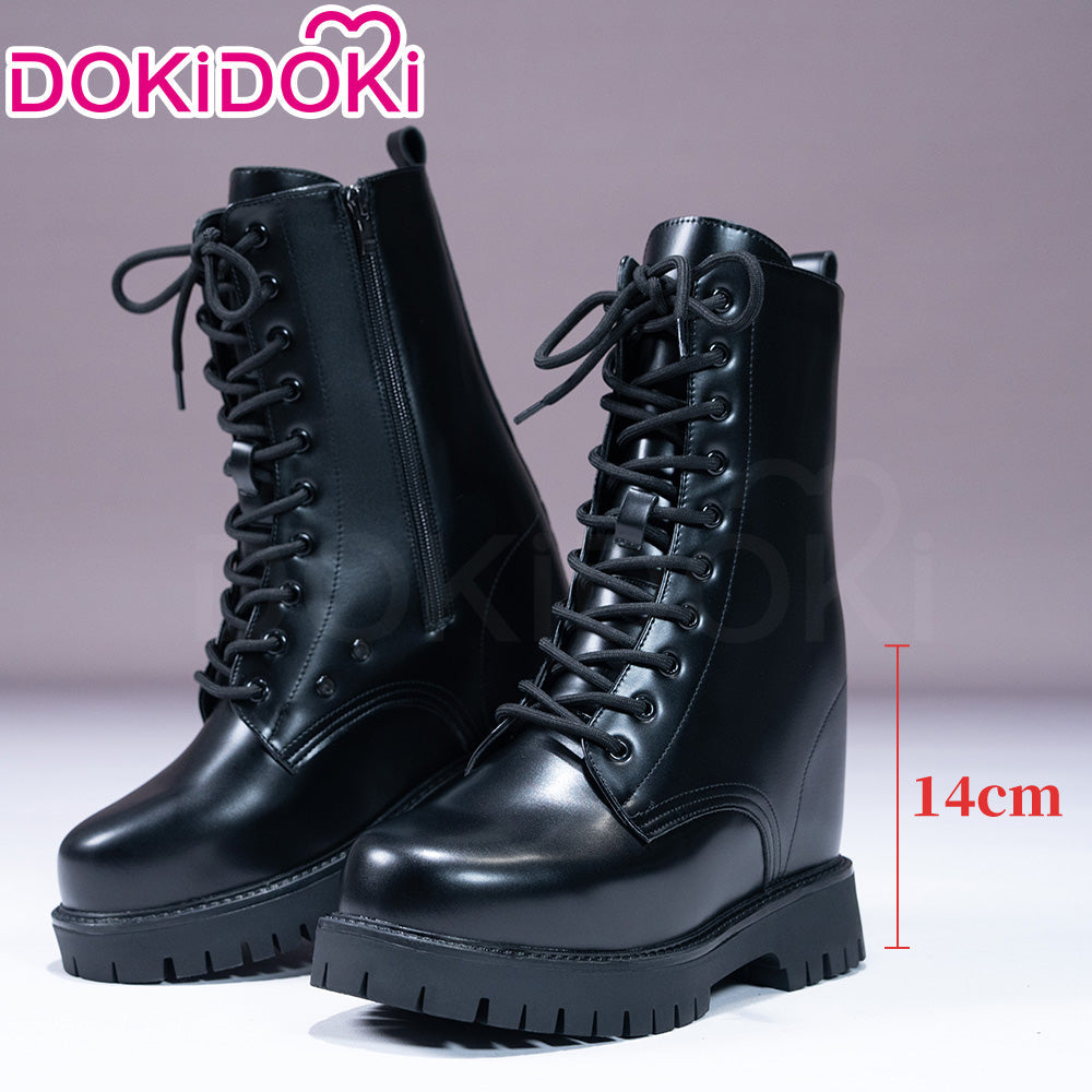 【14 CM】DokiDoki Height Increasing Shoes / Elevator Shoes Flat Boots Black Invisible Thick-Soled Platform Shoes