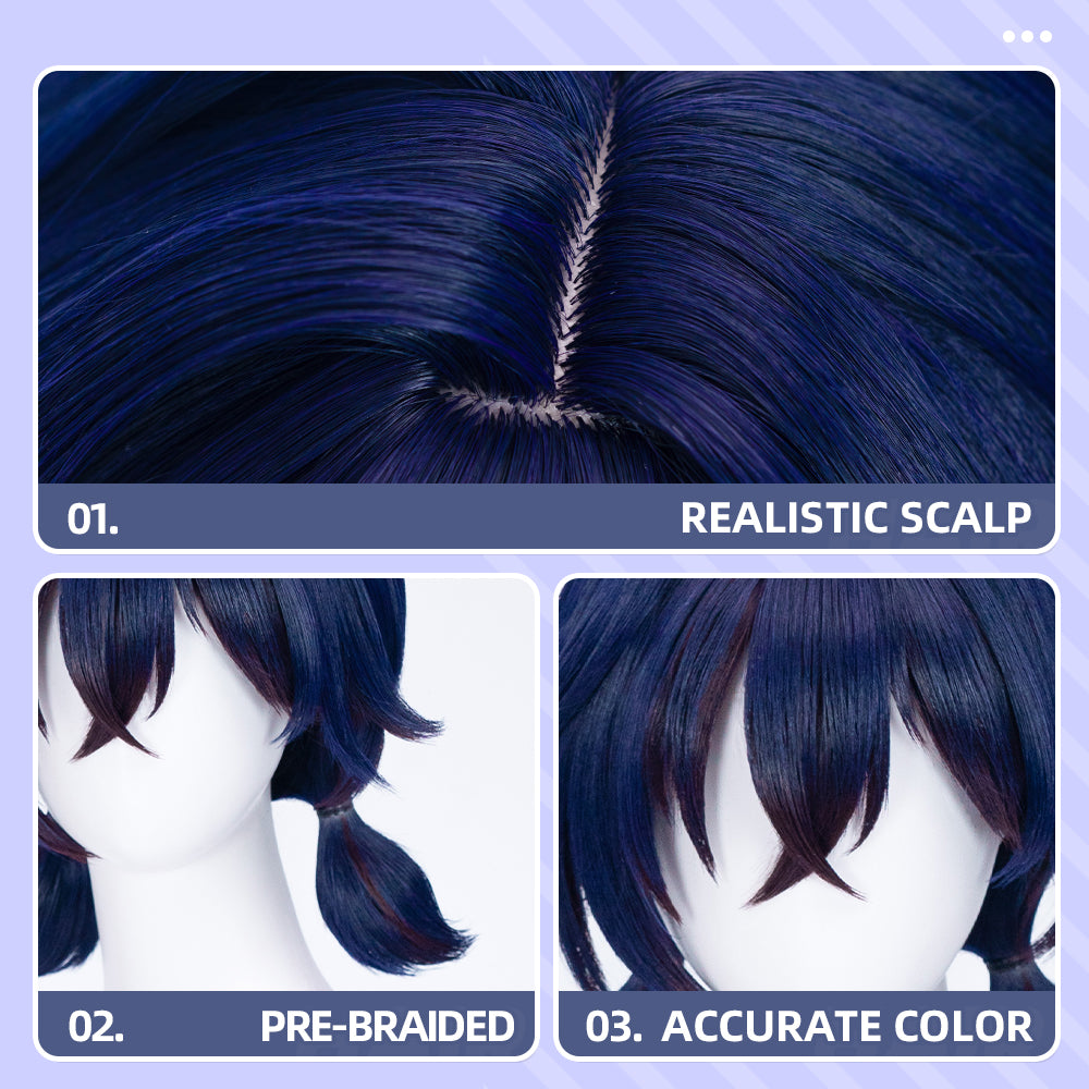 【Partially Ready For Ship】DokiDoki Game Zenless Zone Zero Cosplay Belle Cosplay Wig Short Purple / Hairpin Summer Skies ZZZ
