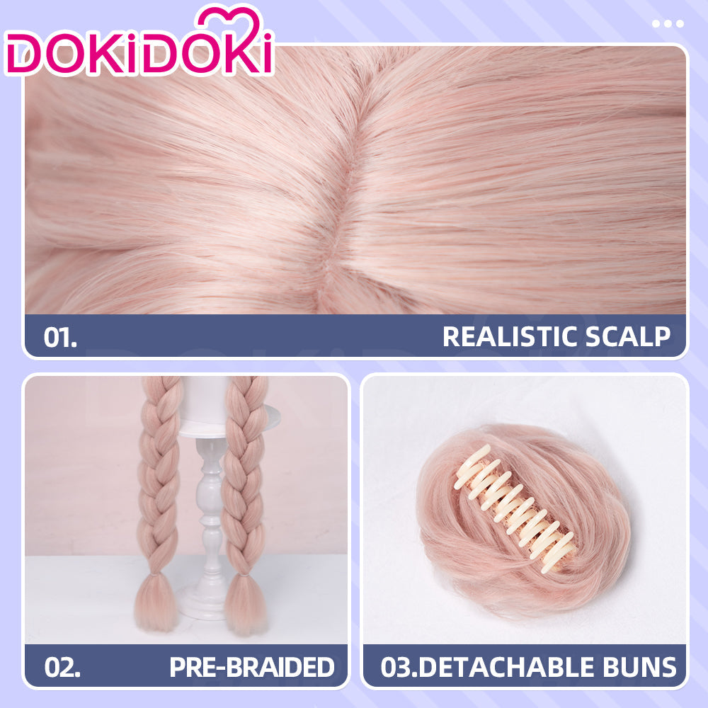 【Ready For Ship】DokiDoki Game Zenless Zone Zero Cosplay Zhao Wig Long Straight Pink Hair Double Braids Rabbit ZZZ