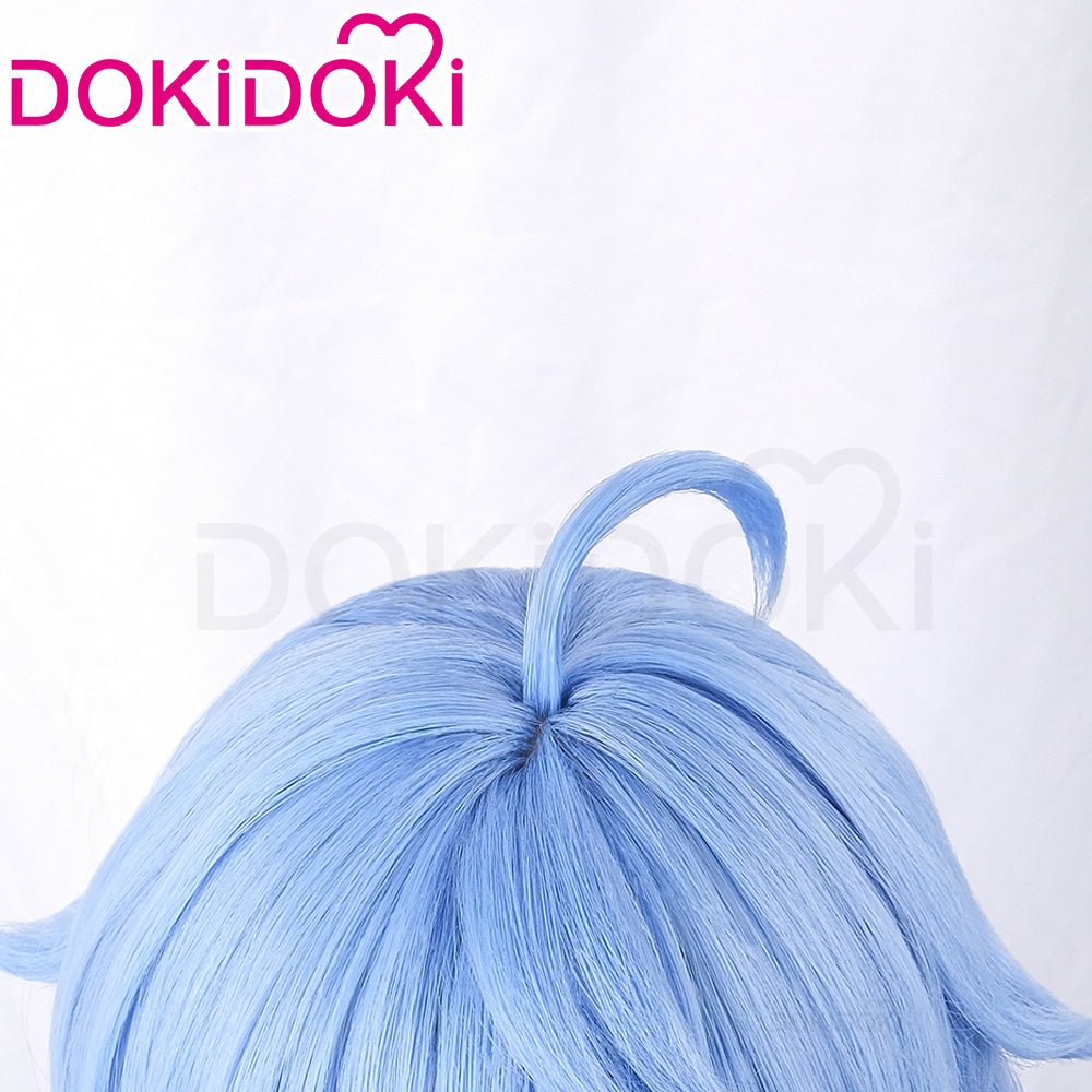 【Ready For Ship】DokiDoki Game Genshin Impact Cosplay Ganyu Gan Yu  Wig / Horn Women Long Blue Wig