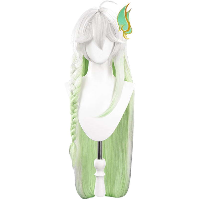 【Ready For Ship】DokiDoki Game Genshin Impact Cosplay The Greater Lord Rukkhadevata Wig Nahida Long White Green