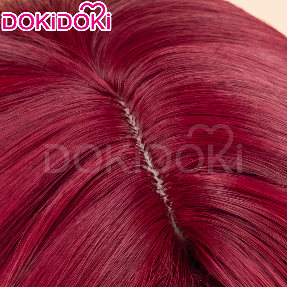 【US LOCAL SHIPPING 】DokiDoki Game Genshin Impact Chasca Cosplay Wig  Long Straight Red Hair Natlan