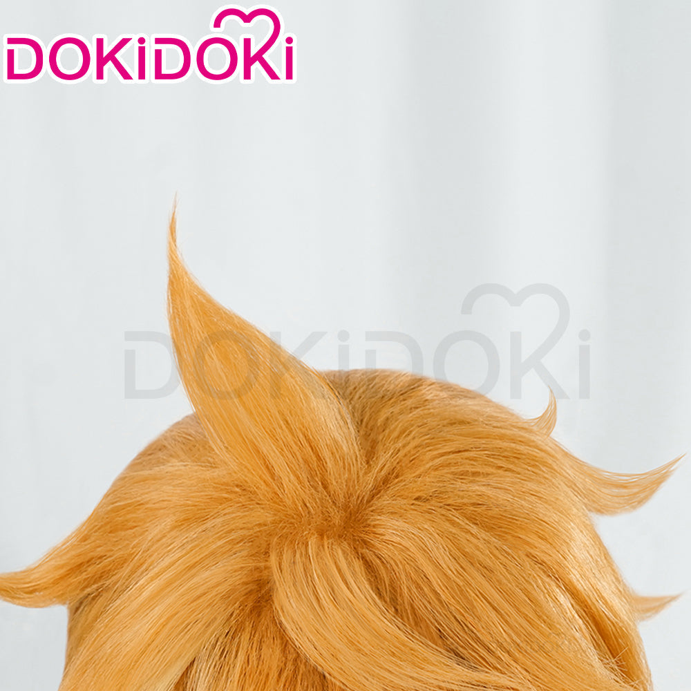 【Wig Ready For Ship】DokiDoki Game Genshin Impact Cosplay Tartaglia / Childe Cosplay Wig Men Short Orange Wig / Earring