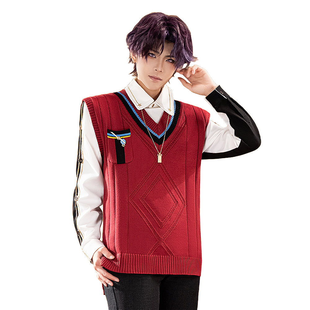 【In Stock】DokiDoki-R Game Love and Deepspace Cosplay Rafayel Costume Red Sweater