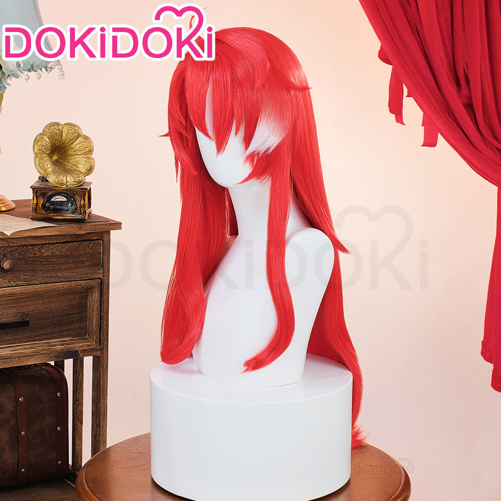 【Ready For Ship】DokiDoki Game Honkai: Star Rail Cosplay Argenti Wig Long Curly Red Hair / Earring / Cross