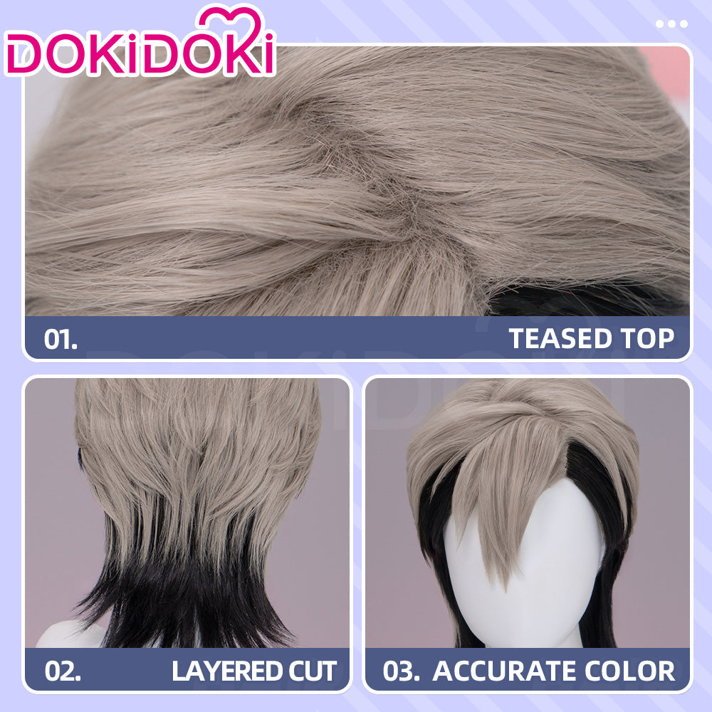 【Partially Ready For Ship】【Front Lace】DokiDoki Anime GACHIAKUTA Cosplay Zanka Nijiku Wig / Mask Short Dark Brown Black Hair Mullet