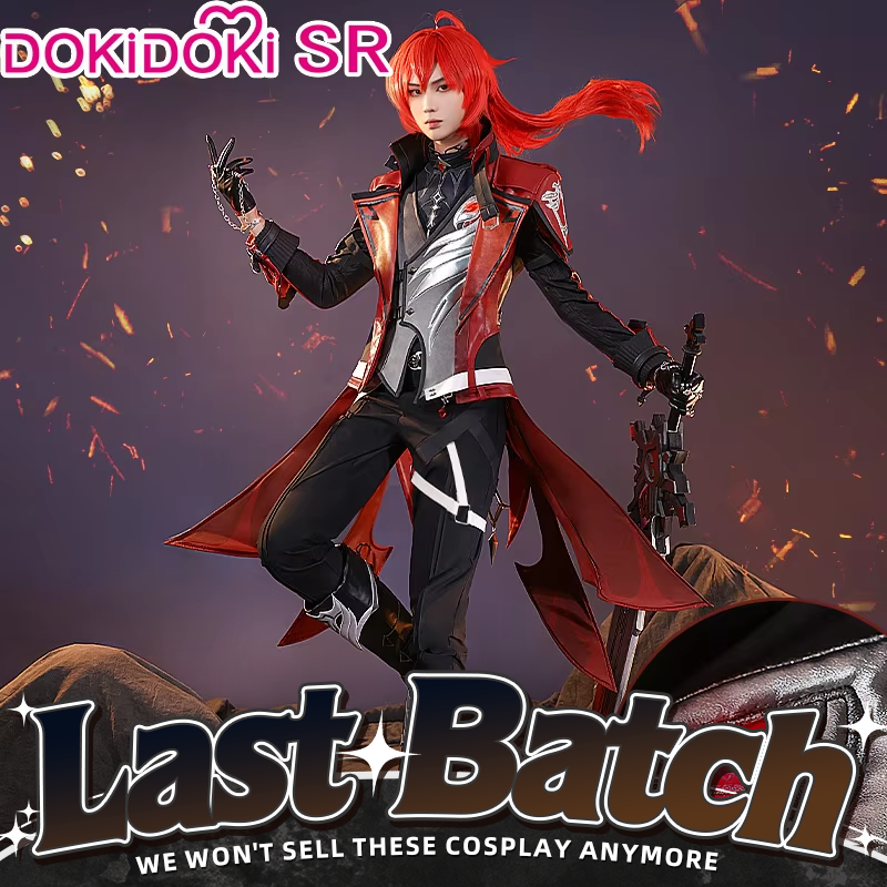 【Ready For Ship】【Last Batch】DokiDoki-SR Game Genshin Impact Cosplay Diluc Costume / Shoes Red Dead of Night
