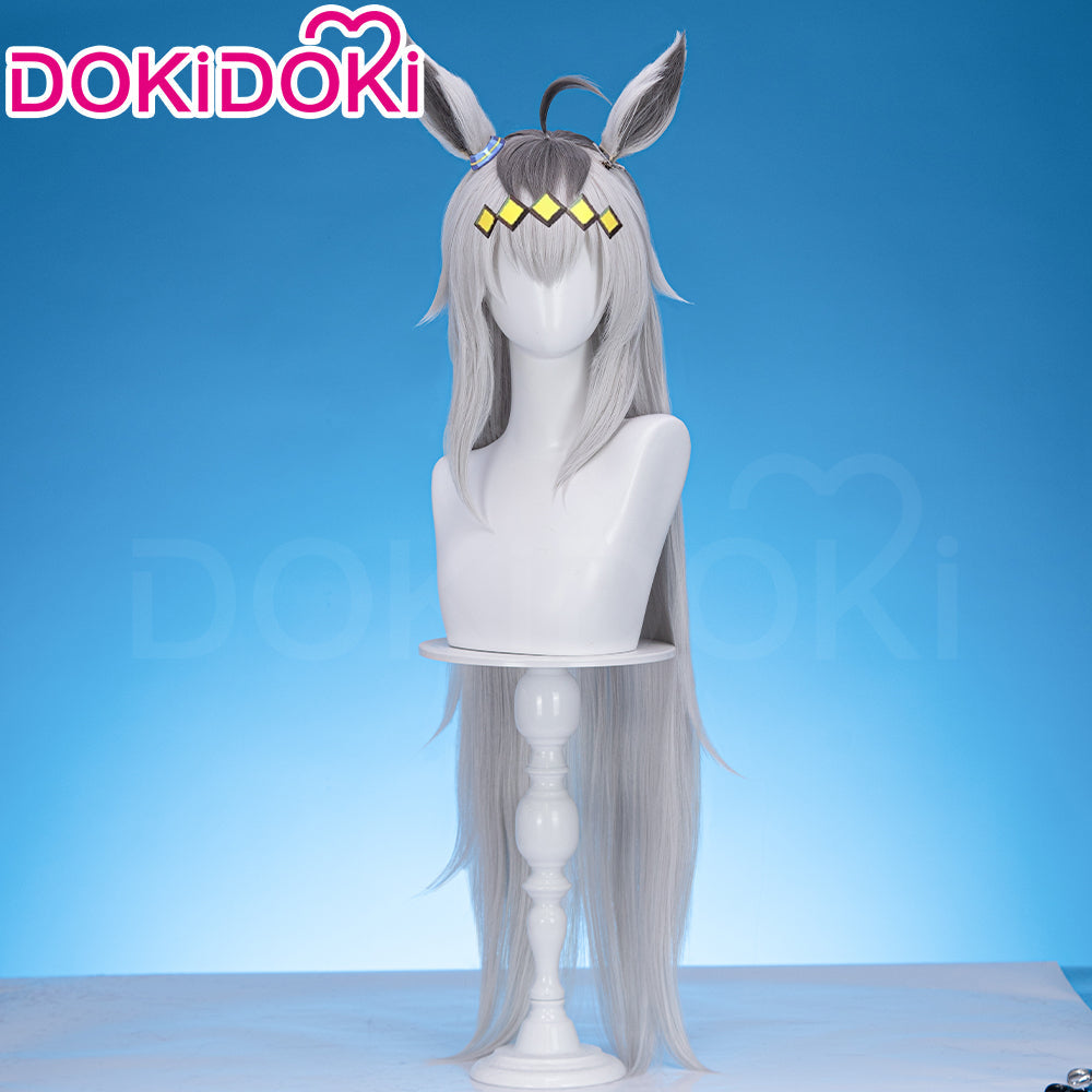 【Ready For Ship】DokiDoki Game  Cosplay Wig / Tail Long Straight Gray Hair / Headwear