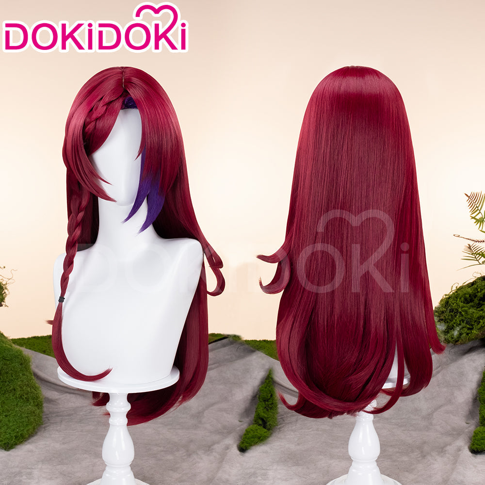 【Ready For Ship】DokiDoki Game Genshin Impact Chasca Cosplay Wig  Long Straight Red Hair Natlan