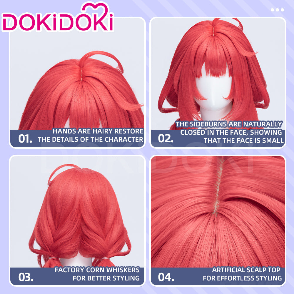 【US/EU Local Shipping】DokiDoki Game Zenless Zone Zero Cosplay Ukinami Yuzuha Wig Long Red Hair Double Pigtail Braids ZZZ