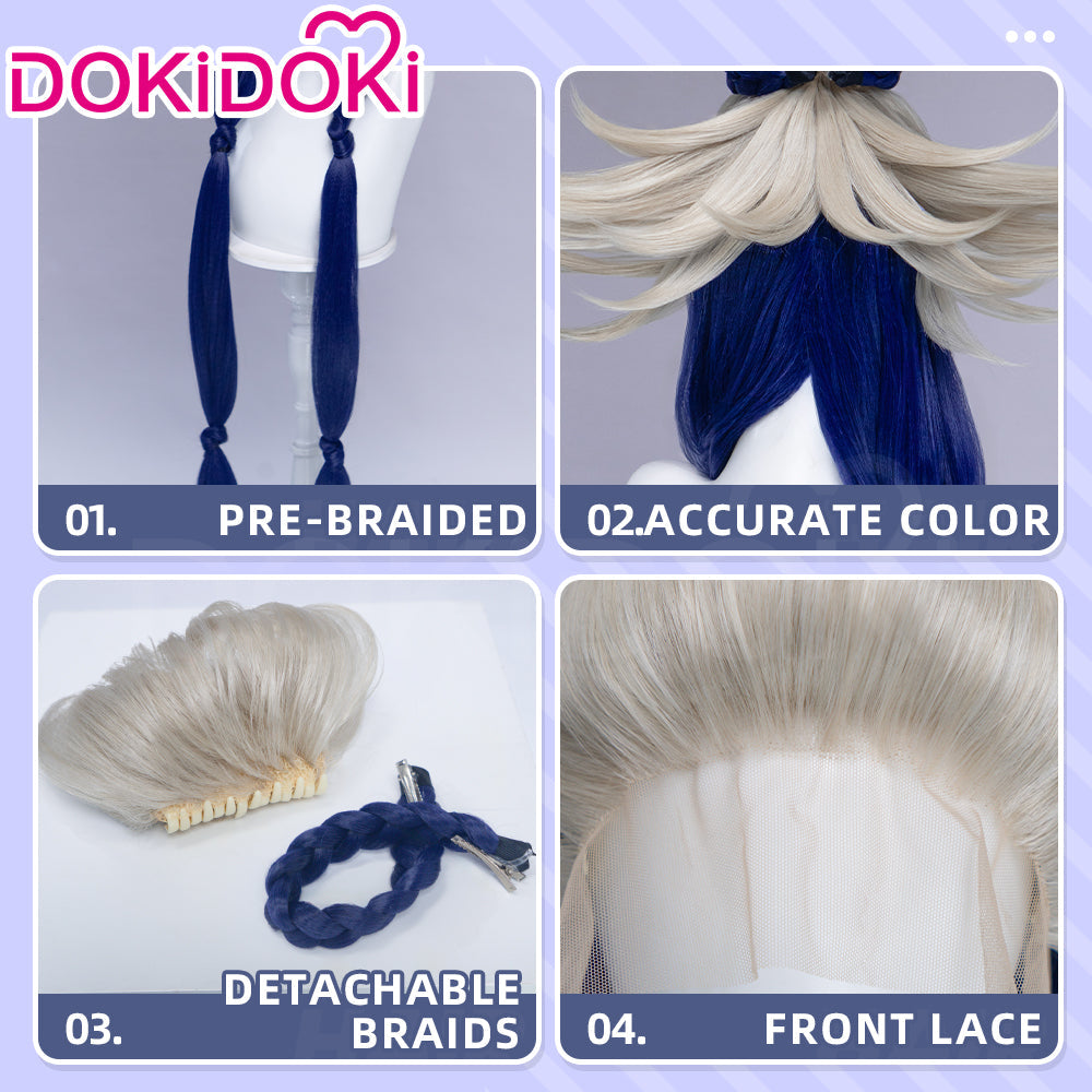 【Partially Ready For Ship】【Front Lace】DokiDoki Anime GACHIAKUTA Cosplay Tamsy Caines Wig Long Blond Navy Blue Hair