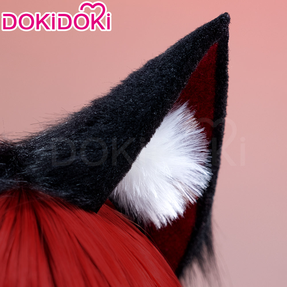 【Partial Ready For Ship】DokiDoki Game Zenless Zone Zero Cosplay Komano Manato Wig / Ears / Tail Short Curly Black Red Silver Hair ZZZ