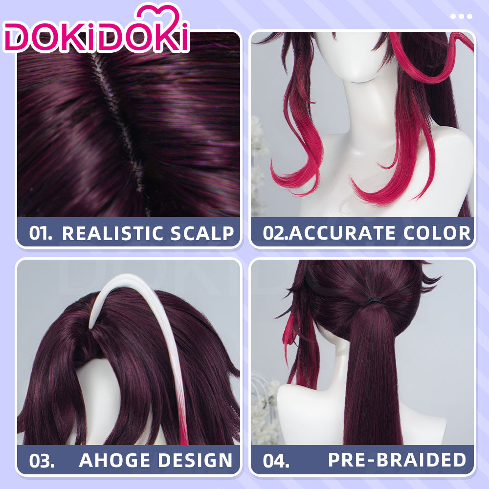 【Ready For Ship】DokiDoki Game Genshin Impact Cosplay Noy Wig Long Dark Red Gradient Hair Snezhnaya Sudden Snow