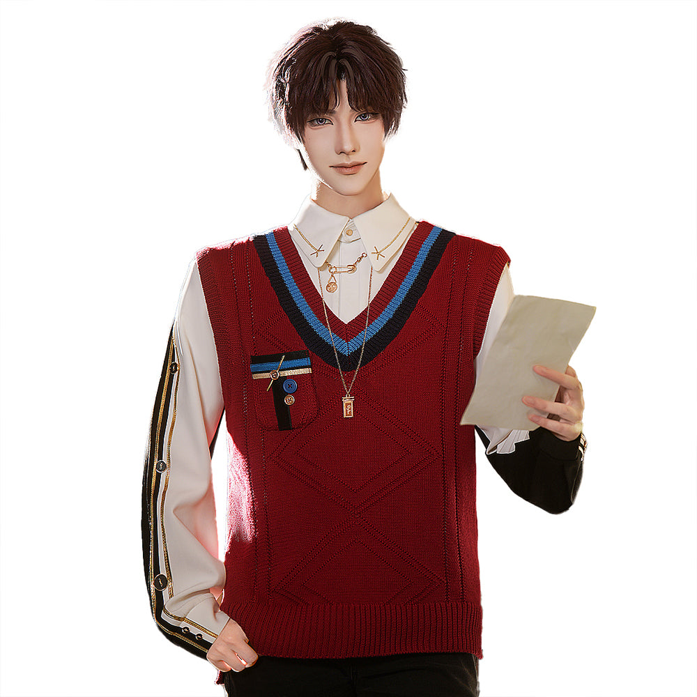 【Ready For Ship】DokiDoki-SR Game Love and Deepspace Cosplay Rafayel Costume Red Maple Leaves Red Sweater