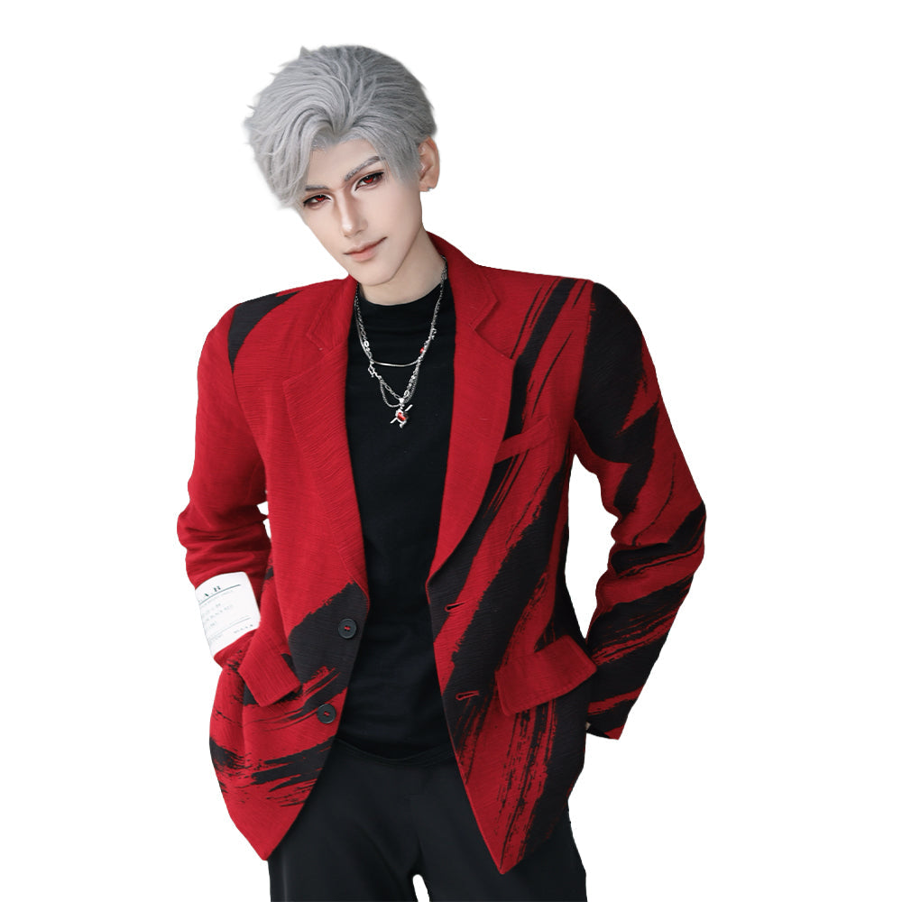 【Partial In Stock】【Size M-2XL】DokiDoki-R Game Love and Deepspace Cosplay Sylus Costume Dark Feather Red Suit