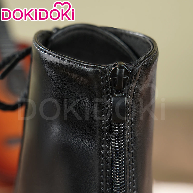 【Ready For Ship】DokiDoki Black Cropped Boots Universal Version Zipper Design Mid Calf Boots