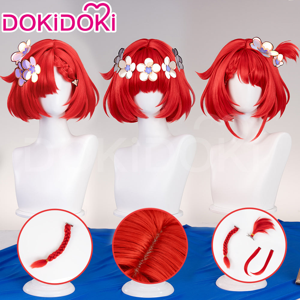 DokiDoki Game Honkai: Star Rail Cosplay Tribios Cosplay Wig Short Red Straight Wig