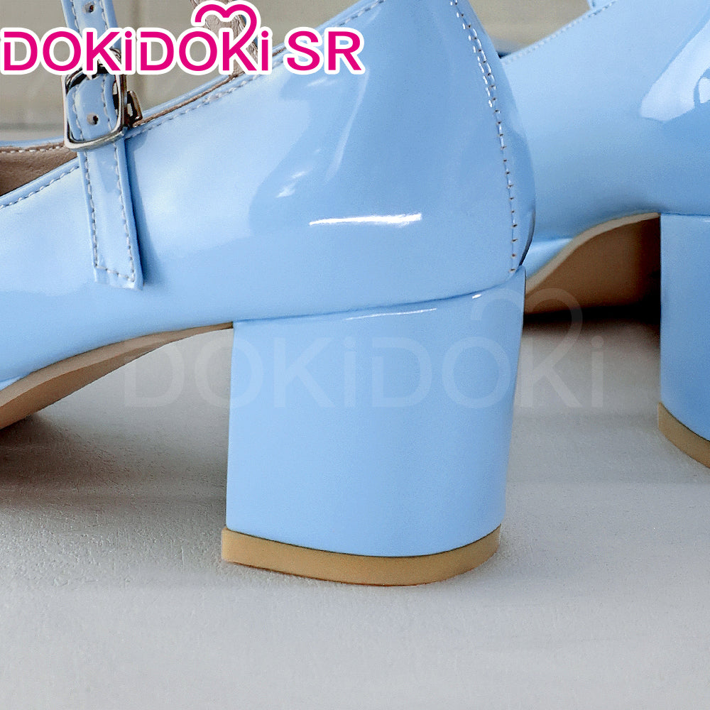 DokiDoki-SR Anime Game Pink / Blue Preppy-Style Leather Shoes High heel