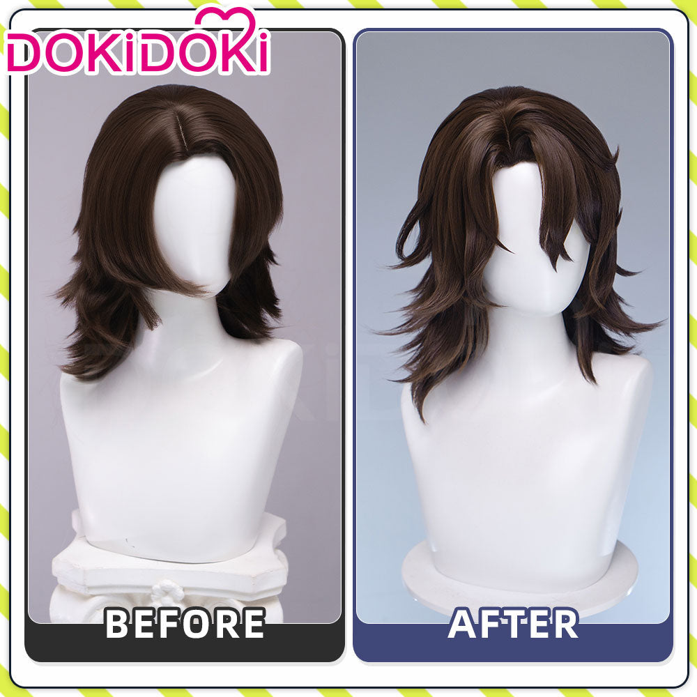 【Ready For Ship】DokiDoki Game Genshin Impact Cosplay Rerir Wig Long Curly White / Dark Hair Racher of Solnari
