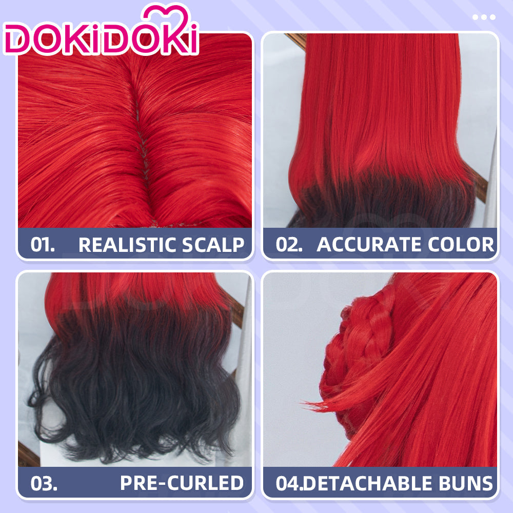 DokiDoki Game Honkai: Star Rail Cosplay Himeko · Nova Wig Long Curly Red Black Gradient Hair Young version Wig Short Curly Red Brown Gradient Hair Murata Himeko