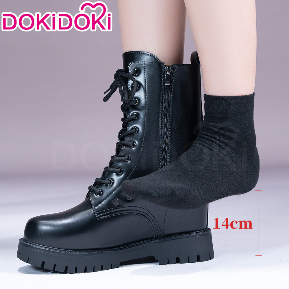 【14 CM】DokiDoki Height Increasing Shoes / Elevator Shoes Flat Boots Black Invisible Thick-Soled Platform Shoes