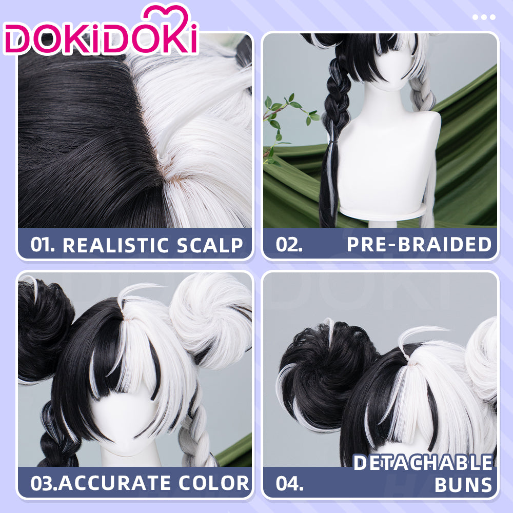 【Ready For Ship】DokiDoki Game Zenless Zone Zero Cosplay Dialyn Wig Long Black White Hair Double Braids