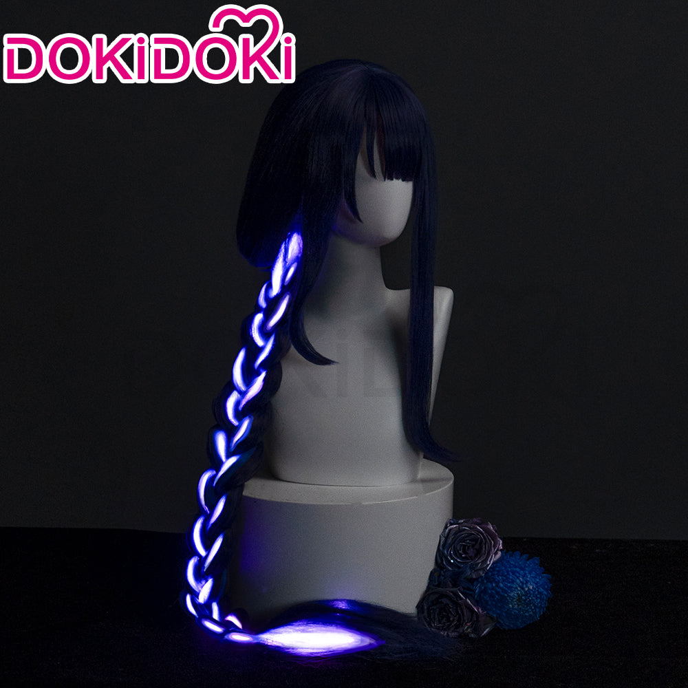 【Lighting Ver.】DokiDoki Game Genshin Impact  Shogun Cosplay Wig / Hair Clip/ Earring Raiden shogun baal Long Purple