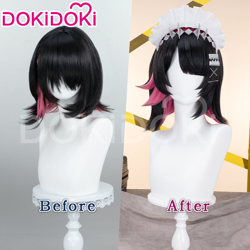 【Partially Ready For Ship】DokiDoki Game Zenless Zone Zero Cosplay  Ellen Joe Wig / Hair Clip / Earring / Hairband Short Black Red Highlight Hair