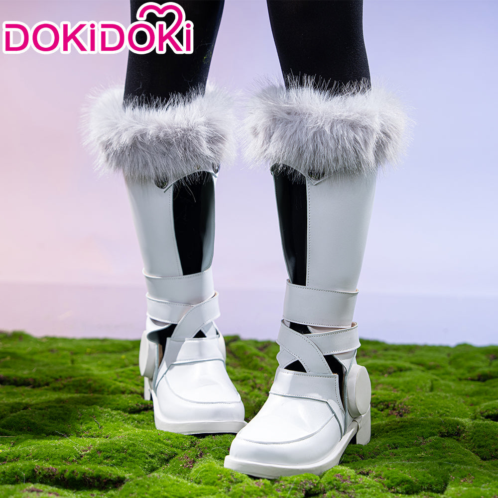 DokiDoki Anime Game Cosplay Shoes Grey Black Fur Boots