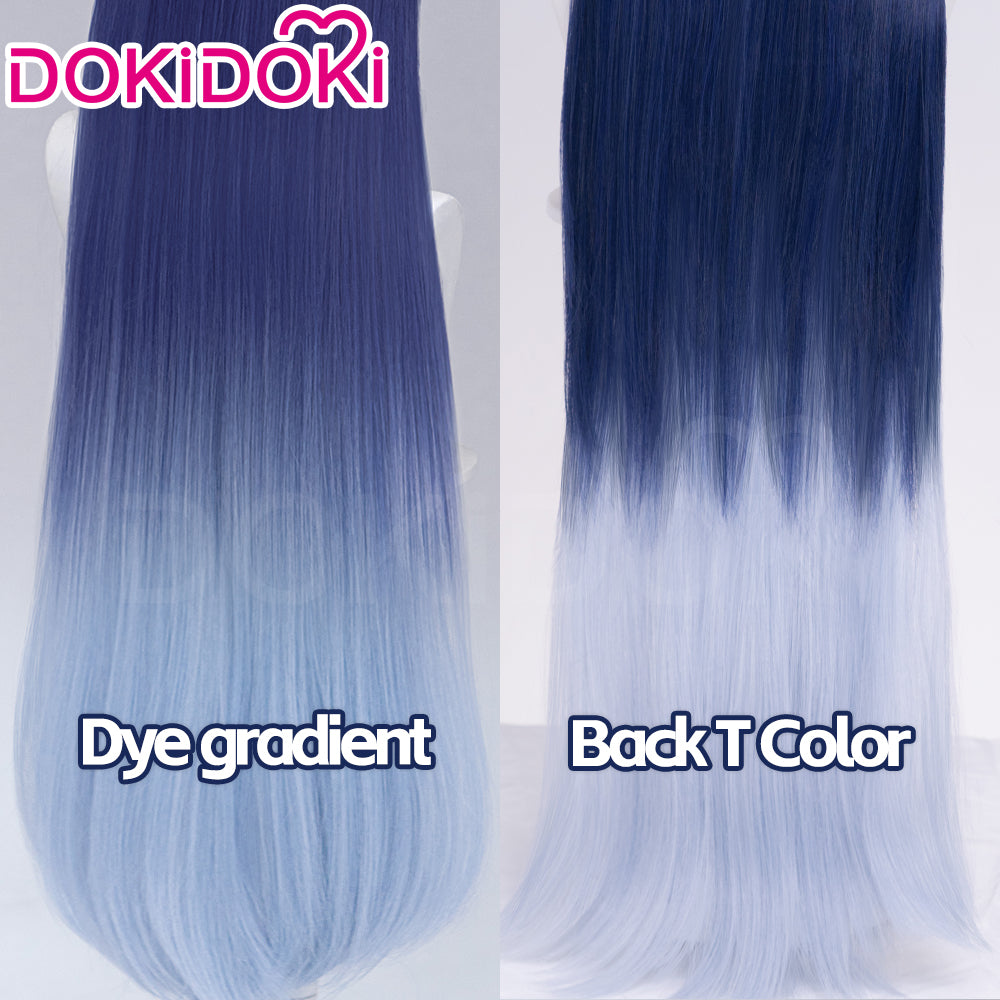 DokiDoki Game Genshin Impact Cosplay Flins Wig Long Blue Gradient Hair Song of the Welkin Moon