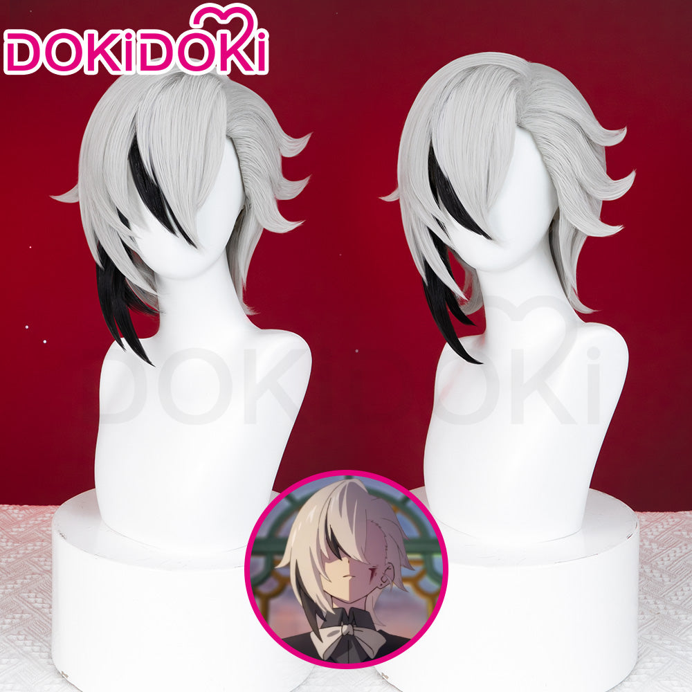【Partially Ready For Ship】DokiDoki Game Genshin Impact Fontaine Fatui Harbinger Cosplay The Knave Arlecchino Wig Long Straight White Red Gradient Hair / Ear Clip / Wefts / Childhood Ver. / Youth Ver. / Boss Ver.