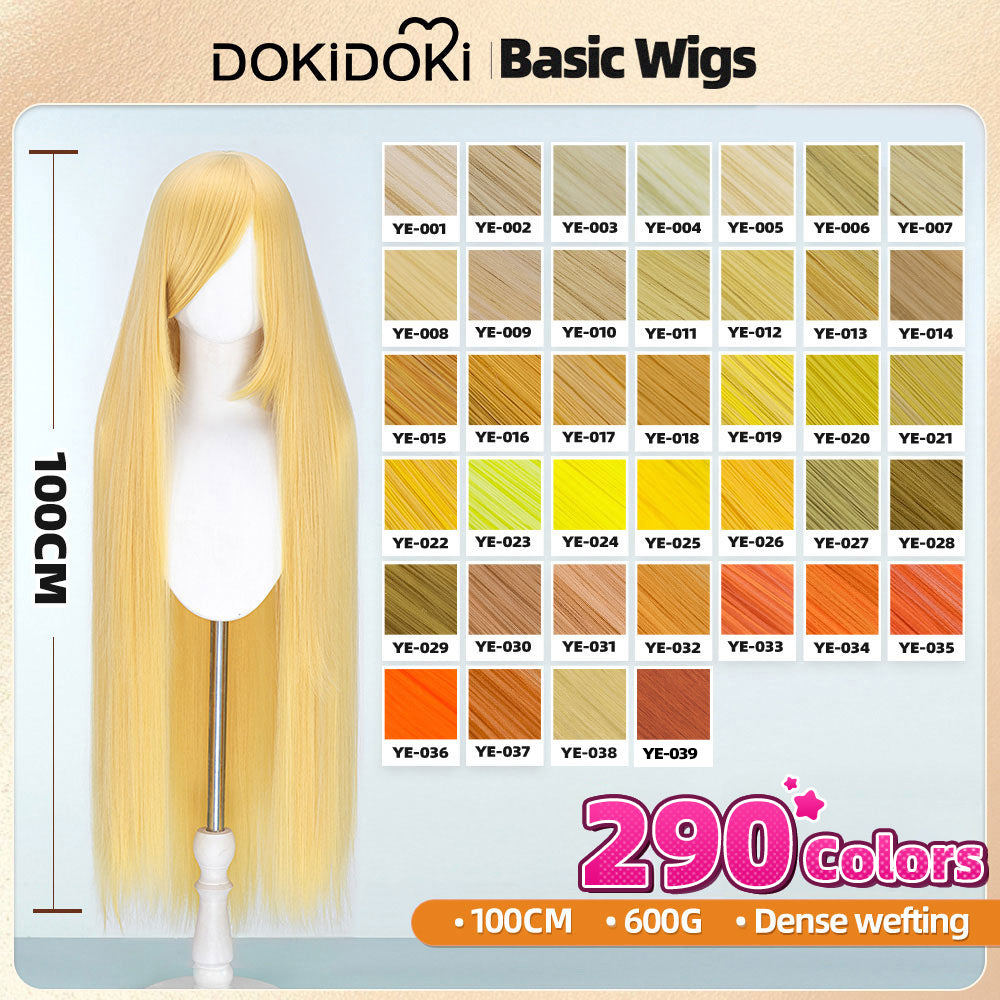 【Partially Ready For Ship】【Yellow】DokiDoki Cosplay Wig Basic Wig Long Straight Yellow 100 CM Hair Wig Base