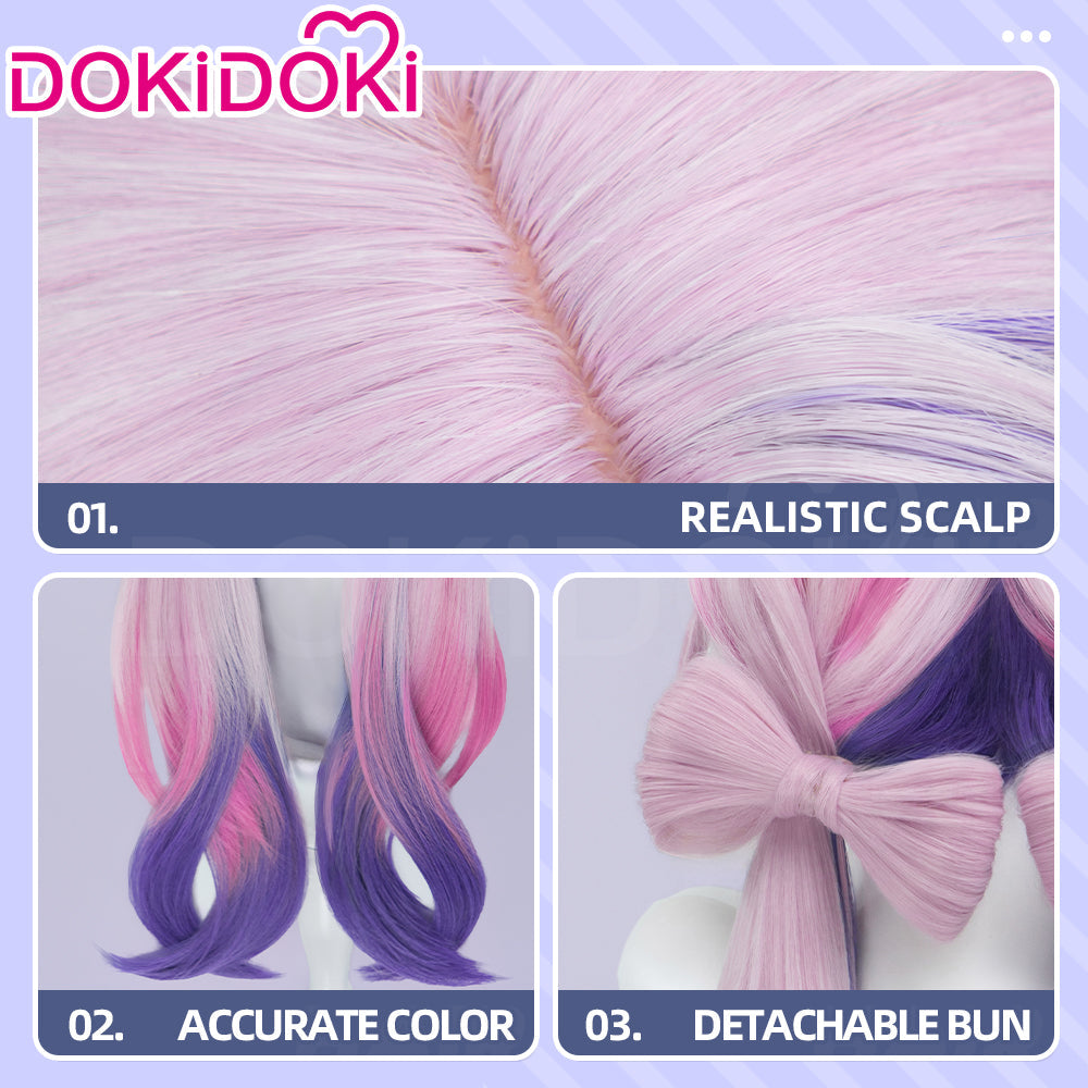 DokiDoki Game Genshin Impact Cosplay Citlali Wig Long Curly Pink Purple Gradient Hair Double Ponytails Whispers Of Stars And Smoke