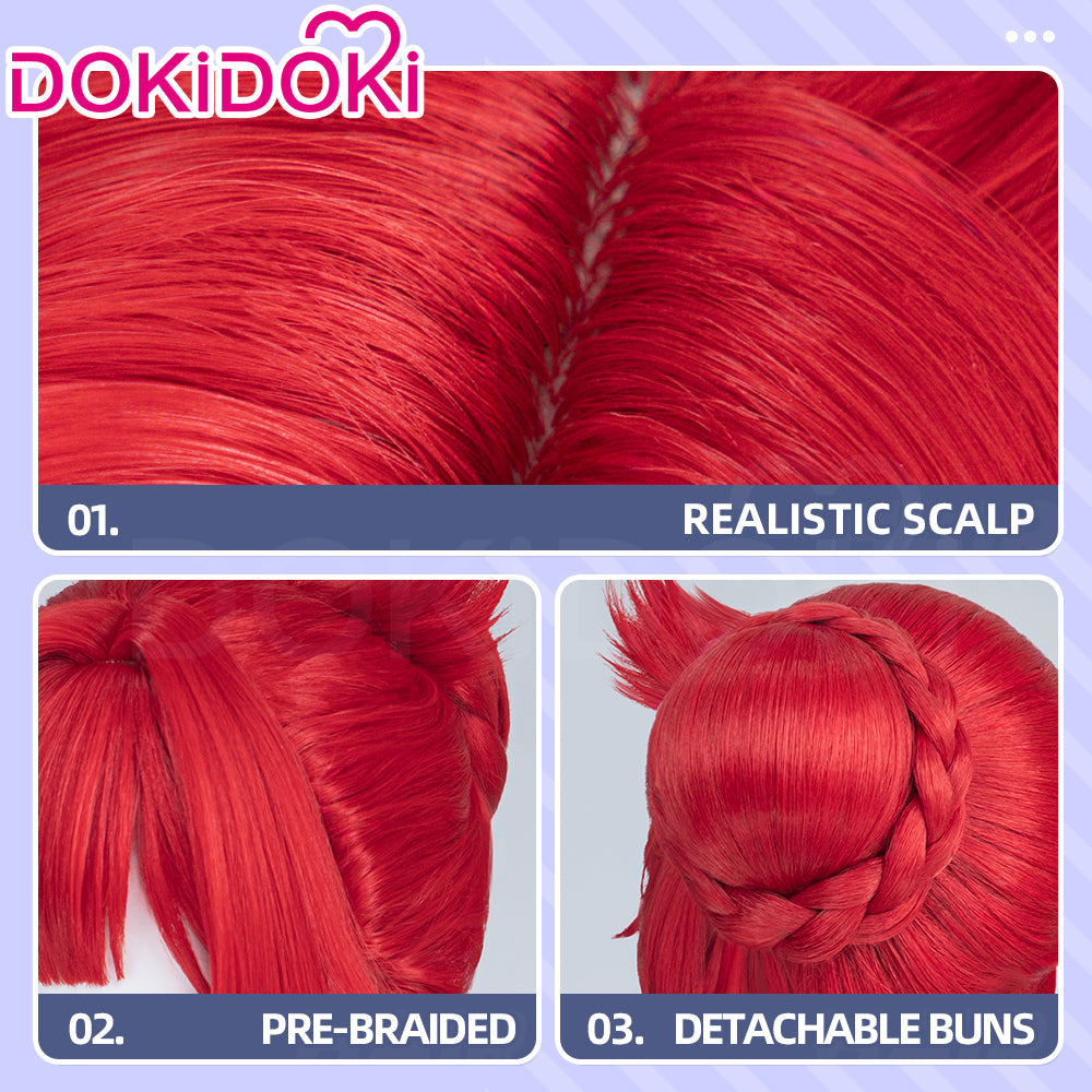 DokiDoki Game Honkai: Star Rail Cosplay Graphia Wig Short Curly Red Hair Murata Graphia