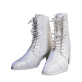 【15 CM】DokiDoki Height Increasing Shoes / Elevator Shoes Leather Boots White 15 CM