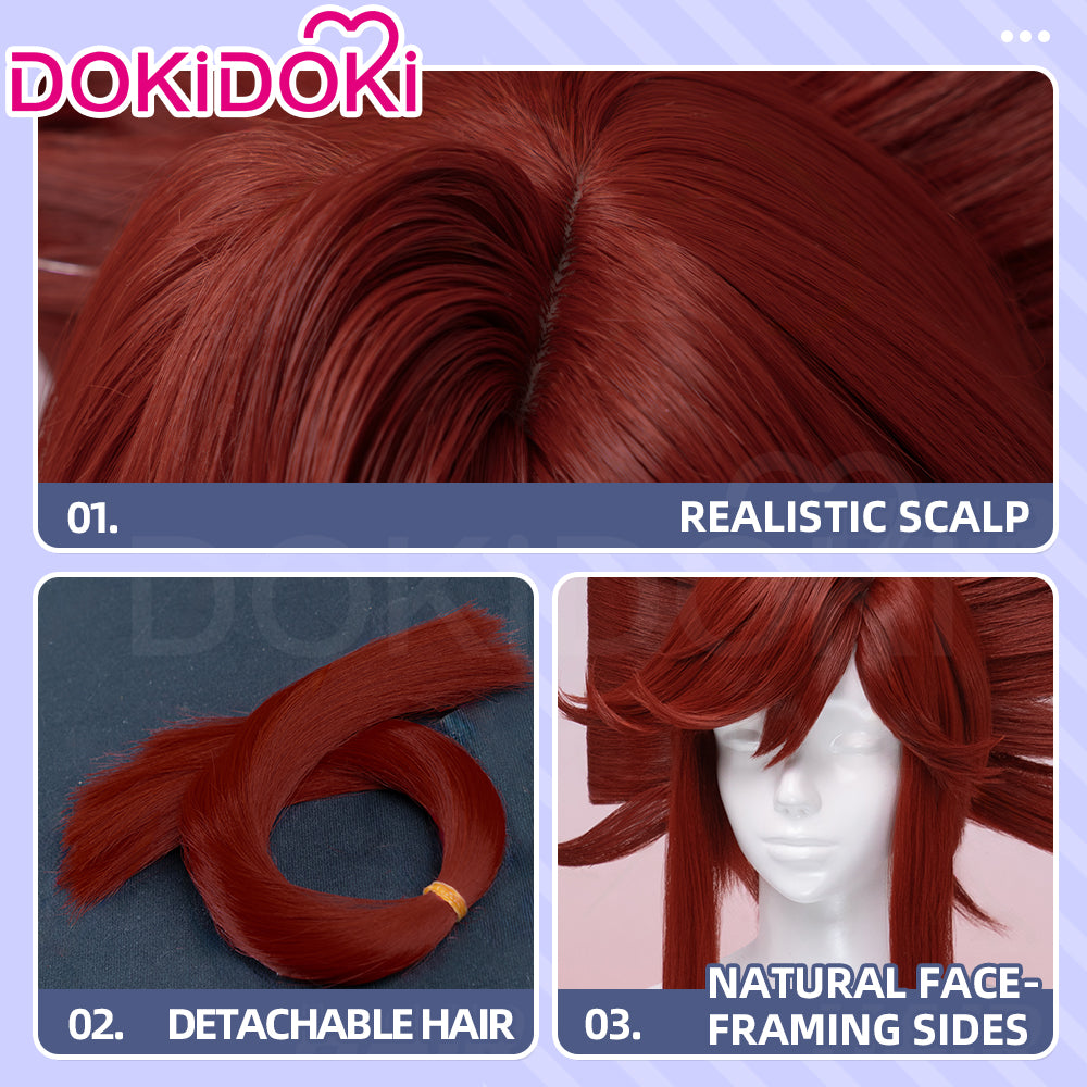 【EU Local Shipping】DokiDoki Anime GACHIAKUTA Cosplay Riyo Reaper Wig Long Red Hair Fishtail Braid