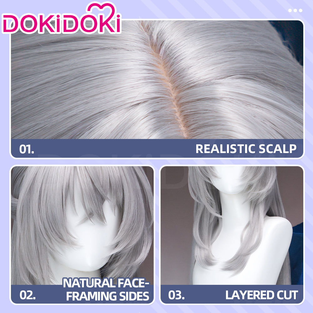 【Long Ver Ready For Ship】DokiDoki Game Zenless Zone Zero Cosplay Lady Sunbringer / Lindverne Sunbringer Wig Long Straight Silver Hair Twin Tails ZZZ